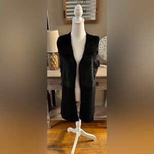Valerie Stevens Black Faux Fur Sweater Vest